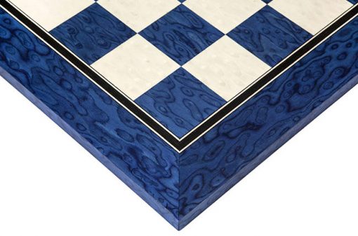 19.7 Inch Satin Blue Erable and Maple Deluxe Chess Board