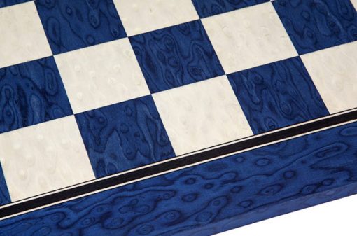 19.7 Inch Satin Blue Erable and Maple Deluxe Chess Board