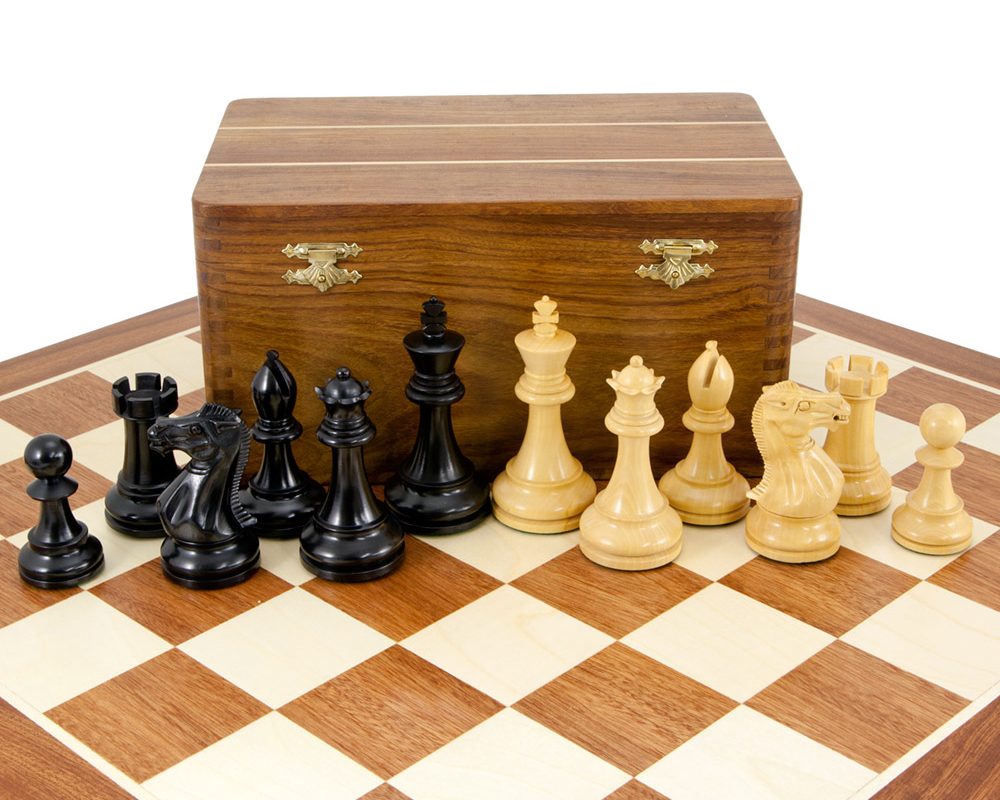 Competition Staunton Black Chess Set With Solid Wooden Box And Board - The  Chess Store